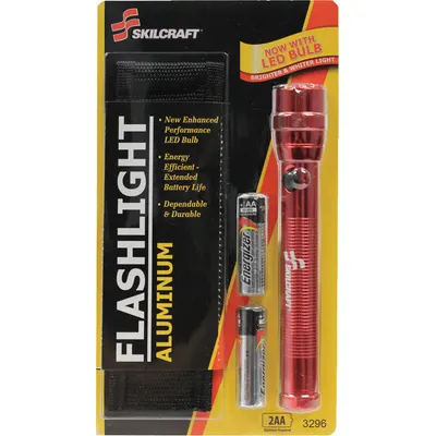 ABILITY ONE Flashlight: 110 lm, 5 hr Run Time at Max. Brightness, 1 Light Output, Red - Flashlights