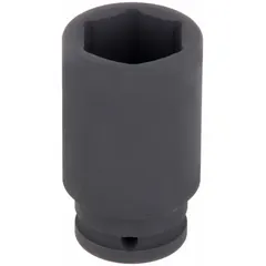This 3/4" drive impact socket is designed for heavy-duty fastening and loosening of SAE hex nuts and bolts. The deep 6-point configuration provides high torque transfer on large fasteners, suitable for use with impact wrenches in automotive, construction, and industrial maintenance applications. Features a black phosphate finish and is not a thin-wall design.