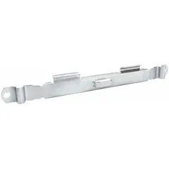 Steel, zinc-plated straight connector for joining sections of wire mesh cable trays. Includes assembly tool. Suitable for tray widths of 4, 6, 8, 12, 18, 20, 22, and 24 inches. Used in cable management systems to create continuous support paths for electrical cables.