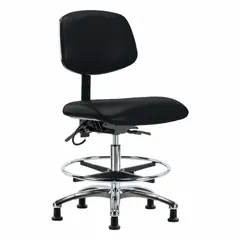 ESD Task Chair, Vinyl, Armless, Black, Aluminum Base, Height Range 21 1/2 in to 29 in