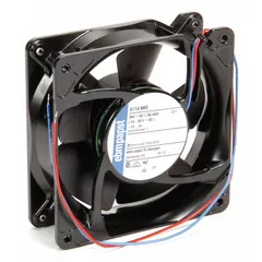 Standard square axial fan with 4 11/16 in height and 1 1/2 in depth. Features polyamide blades and lead wire connections. Rated IP20. Suitable for cooling and ventilation in enclosures and HVAC systems.