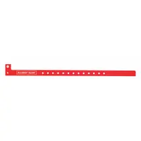 ID Wristband: Allergy Alert, 12 7/8 in Overall Lg, 1 1/8 in Overall Wd, Plastic, Red, 500 PK (MPN P2DM-200-003)