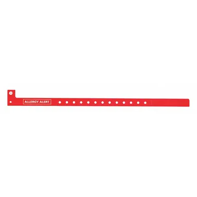 ID Wristband: Allergy Alert, 12 7/8 in Overall Lg, 1 1/8 in Overall Wd, Plastic - Security Wristbands