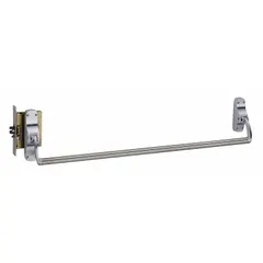 Mortise exit device with crossbar push bar for commercial doors up to 48 inches wide. Chrome finish. ADA compliant for accessible egress. Suitable for use in facilities requiring code-compliant emergency exit hardware.