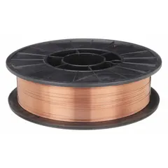 Carbon steel MIG welding wire on a 44 lb plastic spool. As-welded tensile strength 70 ksi to 82 ksi, yield strength 58 ksi to 68 ksi. Suitable for single- and multi-pass welding on mild steel in fabrication and repair applications.