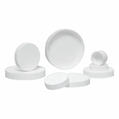 QORPAK Polypropylene Cap PE Foam Liner: 120 mm Dia, White, Polypropylene, F217 - Screw On Caps