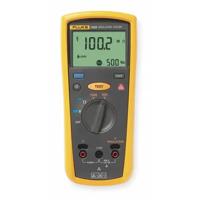 FLUKE Megohmmeter: 0.01 kiloohm to 20 kiloohm, CAT IV 600V, IP40, Digital, No Output - Standard Feature Megohmmeters