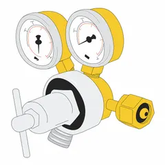 High pressure regulator for use in supplied-air respirator (SAR) systems and ambient air pump setups. Controls and stabilizes downstream air pressure for breathing air applications in industrial environments.