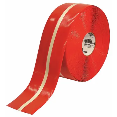 MIGHTY LINE Floor Marking Tape: Glow-in-the-Dark, Solid with Center Line, Red, 4 in x 100 ft - Glow-in-the-Dark Floor Marking Tape