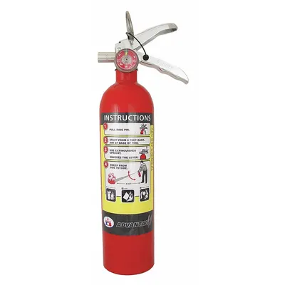 BADGER Fire Extinguisher: 2.5 lb Extinguisher Capacity, 1A:10B:C, Monoammonium Phosphate - Class ABC Fire Extinguishers