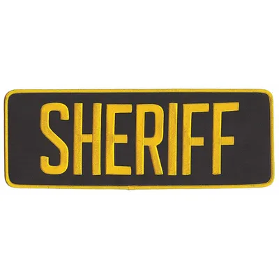 HEROS PRIDE Embroidered Patch: Sheriff, 11 in x 4 in, Black/Gold, Polyester/Rayon - Embroidered Insignia