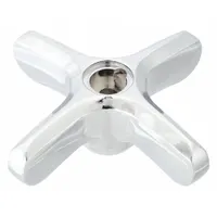 Zinc cross handle with chrome finish for Commander Series faucets. Compatible with hot and cold water. Includes indexes for temperature identification. Suitable for replacement in commercial or industrial wash stations