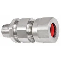 Straight, non-insulated liquid-tight conduit fitting for connecting and sealing conduit runs in hazardous locations. Made of aluminum with 1 1/4 in trade size and 1-1/4 in MNPT box connection. Rated Class I, Division 2, Groups A, B, C, D for environments with flammable gases or vapors