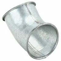 45 Degree Elbow: Steel, For 4 in Duct Dia, 6 1/2 in Overall Lg, 45° Angle, 1 in Centerline Radius (MPN 8010000951)