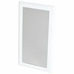 This institutional bathroom mirror features a stainless steel frame for corrosion resistance in high-moisture environments. Suitable for commercial restrooms, hotels, and hospitals where frequent cleaning and heavy use are expected.