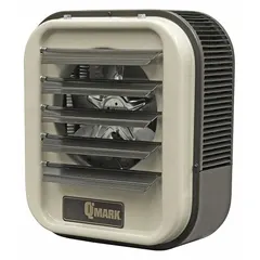 Standard suspended electric unit heater for wall or ceiling mounting. Operates on 208V AC, 3-phase power. Overall dimensions: 21-3/4 in H x 19 in W x 12-3/4 in D. Suitable for heating commercial and industrial spaces such as warehouses, workshops, and loading docks.