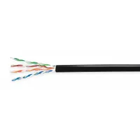 GENSPEED Outside Plant Category Cable: 1,000 ft Cable Lg, 24 AWG, Riser, Black, PE, Std, 5136101, 5e