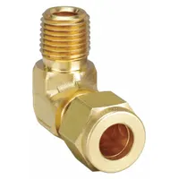 PARKER Compression Fitting Elbow: 1/4 in OD x 1/8 in Pipe Size, Compression x MNPT, Brass (MPN 4-2 CBZ-B)