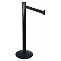RETRACTA-BELT Barrier Post with Belt: Black, No Pattern, No Legend, 10 ft Belt Lg, Black (MPN 301BA-BK)