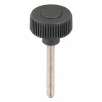 Hand Knob: Knurled, Plastic w/ SS Thread, M8 Thread, 60 mm Thread Lg, 40 mm Dia, Gray (MPN K0261.5108X60)
