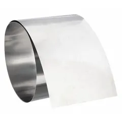 This shim stock roll is 6 inches wide, 60 inches long, and 0.015 inches thick, made from 18-8 stainless steel with a silver finish. Width tolerance is +/-0.001 inch, thickness tolerance is +/-10%, and length tolerance is +3.000/-0.250 inch. Used for precision alignment, gap filling, and leveling in industrial machinery and equipment.