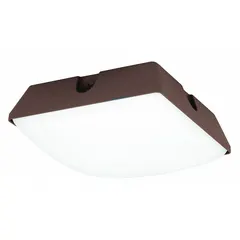 This LED low-profile fixture delivers 4600 lumens at 4000K neutral white light, consuming 40 watts. It operates on 120 to 277V AC and features a Type V distribution for uniform, wide-area illumination. The bronze finish suits parking garages, canopies, and covered walkways.