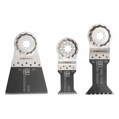 FEIN Oscillating Tool Blade Set: 3 Blades, Straight, Starlock Plus Connection - Starlock Plus Mounted Sets