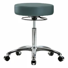 Vinyl Lab Stool, Height Range 21 1/4 in to 28 3/4 in, 17 in Seat Width and Depth, Aluminum Base, 5 Casters