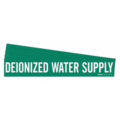 BRADY Pipe Marker: Deionized Water Supply, Green, White, Fits 8 in and Larger Pipe O.D. - Deionized Water Supply Adhesive Pipe Markers