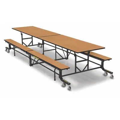 PALMER HAMILTON Cafeteria Bench Table: Golden Oak, Bench Seat, 29 in Overall Ht - Bi-Fold Cafeteria Tables