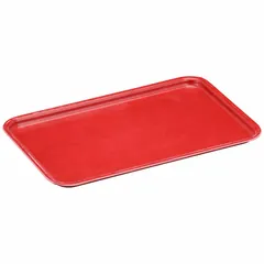 This red fiberglass lid is designed for extreme-temperature stacking and nesting totes. It measures 9 3/4 in x 6 1/8 in and provides a protective cover against heat, cold, and debris in industrial environments such as foundries, food processing, and chemical plants.