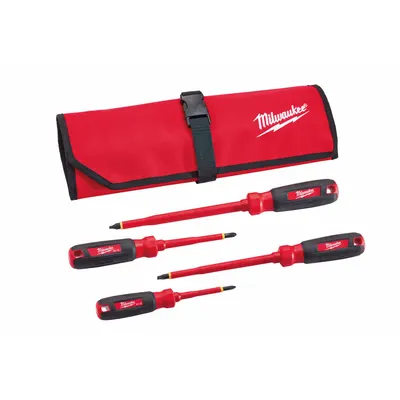 MILWAUKEE Tether Ready Insulated Screwdriver Set: 1-10 Pieces, 4 Pieces - Insulated Screwdriver Sets