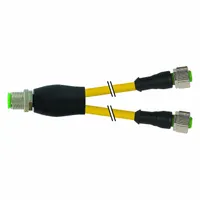 Cordset: M12 Male Straight X (2) M12 Female Straight, 4 Pins, Yellow, PVC, 1 m Cable Lg (MPN 7000-40701-0130100)