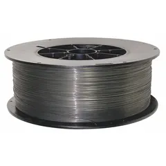 Hardfacing flux-cored wire for severe abrasion and moderate impact applications. Deposits a high-chrome carbide overlay with a hardness of 61 HRC. Suitable for rebuilding and protecting equipment subject to wear, such as bucket teeth, crushers, and augers. Diameter: 0.045 in, weight: 33 lb, polarity: DCEN.