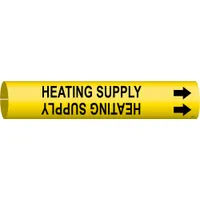 Pipe Marker: Heating Supply, Yellow, Black, Fits 2 1/2 to 3 7/8 in Pipe O.D., 1 Pipe Markers (MPN 4071-C)