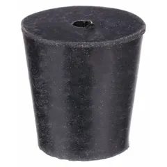 Natural Rubber Stopper, Size 0, Black, 15 mm Top Dia, 10 mm Bottom Dia, 25 mm Height
