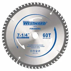 This circular saw blade is designed for cutting wood materials such as lumber and plywood. It features 60 teeth and a 0.07 in cut width for clean, precise cuts. The 5/8 in arbor size fits standard circular saws. Suitable for construction, carpentry, and woodworking applications.