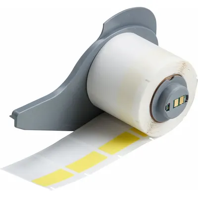 BRADY Wraparound Label: 1 1/2 in x 1 in, 1 in, Vinyl, Yellow (Matte) - Brady Precut Label Rolls