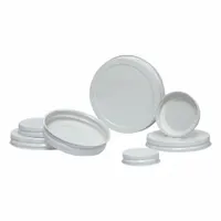 Lab Bottle Caps: 70 mm Dia, White, Tinplate, Plastisol, 1,600 Closures Included, Colored (MPN CAP-00465)