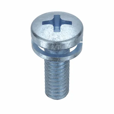 SEMS Screw: Split Lock, #8-32 Thread Size, 1/2 in Lg, Steel, Zinc-Plated, Pan - Machine Screws with Split Lock Washers