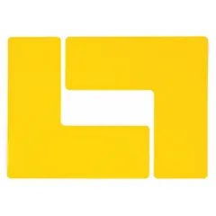 Solid yellow L-shaped floor marking tape with no legend, made of polyester backing. Each sheet measures 3 in x 8 in with an 8 mil thickness. Supplied in a 20-pack. Used to mark corners, equipment perimeters, or hazard zones on industrial floors.