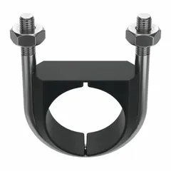 Plain-type vibration dampening U-bolt designed for 2 1/2 in pipe. Features a 1/2"-13 thread size and 3 29/32 in inside height. Used to secure piping while reducing vibration transmission in industrial systems.