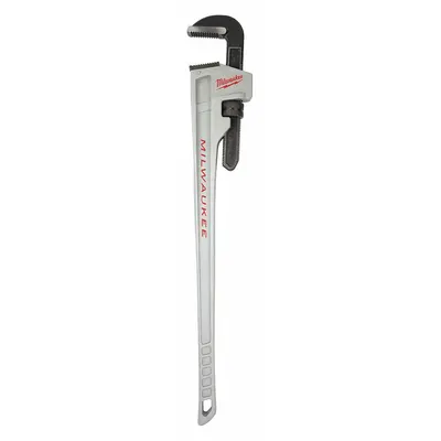 MILWAUKEE Pipe Wrench: Aluminum, 6 in Jaw Capacity, Serrated, 48 in Overall Lg - Straight Pipe Wrenches