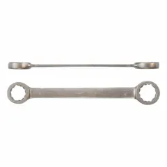 Nonsparking double-end 12-point box end wrench with 3/8 in and 7/16 in head sizes, 5 in overall length, and 0° head offset angle. Suitable for use in environments where sparking tools are prohibited, such as near flammable materials.