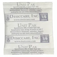 Desiccant Bag: 2 1/8 in Wd, 2 1/8 in Lg, 0.03 cu ft Area Protected, 7 g Desiccant Bag Size, 1,200 PK (MPN 1/6PLDES1200)