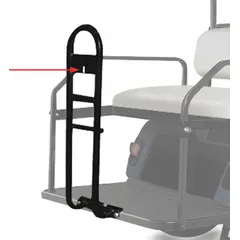 Accessory for personnel and utility vehicles, designed to carry two standard golf bags or similar cargo. Attaches to compatible vehicles for transporting equipment or supplies in settings such as golf courses, resorts, and industrial campuses.
