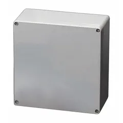 Fiberglass submersible enclosure measuring 4 in x 8 in x 3 in with a clear screw-on cover. Rated NEMA 12/4X/6P for protection against dust, water, corrosion, and temporary submersion. No knockouts included; closure via screws. Suitable for housing electrical controls, terminals, and instruments in indoor or outdoor harsh environments.
