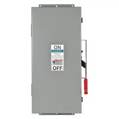 The Siemens HNF662J is a 60 A, three-phase, non-fusible safety switch rated for 600V AC. It features a galvanized steel enclosure designed for indoor use. This switch provides a means of disconnecting power for maintenance or emergency shutdown in industrial and commercial electrical systems.