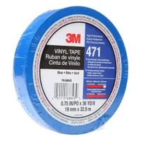 Floor Marking Tape: Gen Purpose, Solid, Blue, 3/4 in x 108 ft, 5.2 mil Tape Thick, 3M™ (MPN 471)