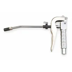 This non-metered manual dispense gun is designed for transferring fluids from drums or barrels. It features a 1/4 inch nozzle and is suitable for controlled dispensing of oils, lubricants, and other non-corrosive liquids in industrial maintenance, automotive, and manufacturing settings.